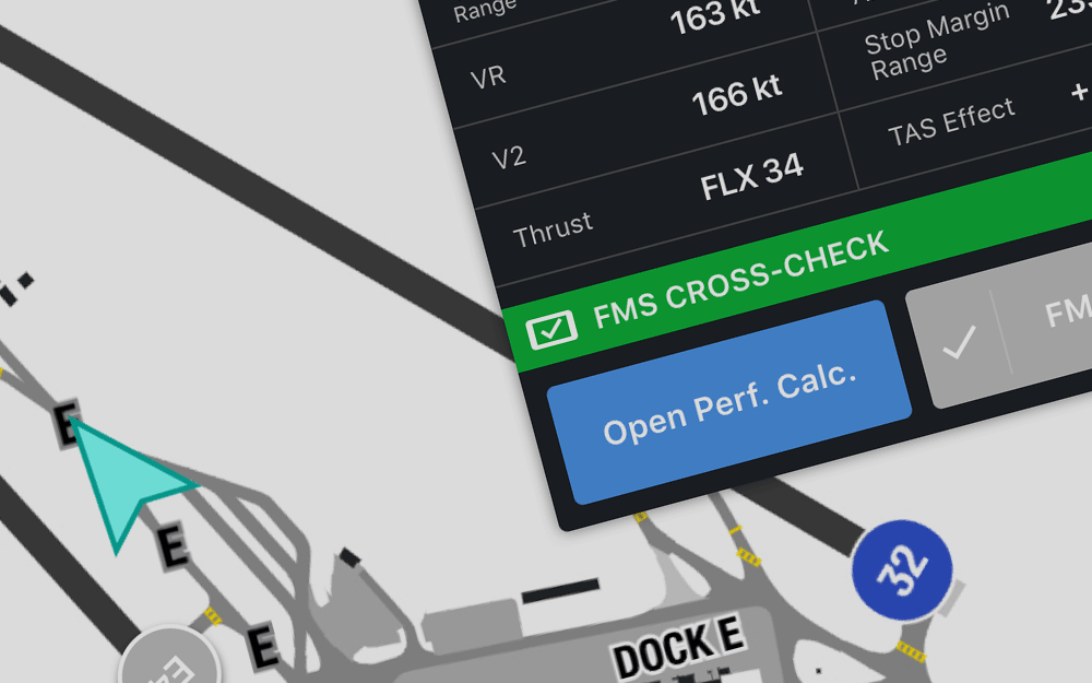 mBriefing Performance Calculator, version 1, on runway